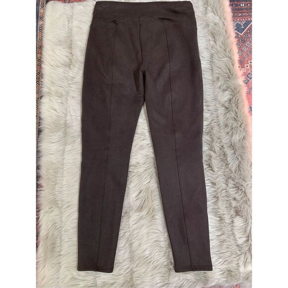 Spanx Brown Faux Suede Pull On High Waisted Leggings Skinny Pants XL - Picture 2 of 7